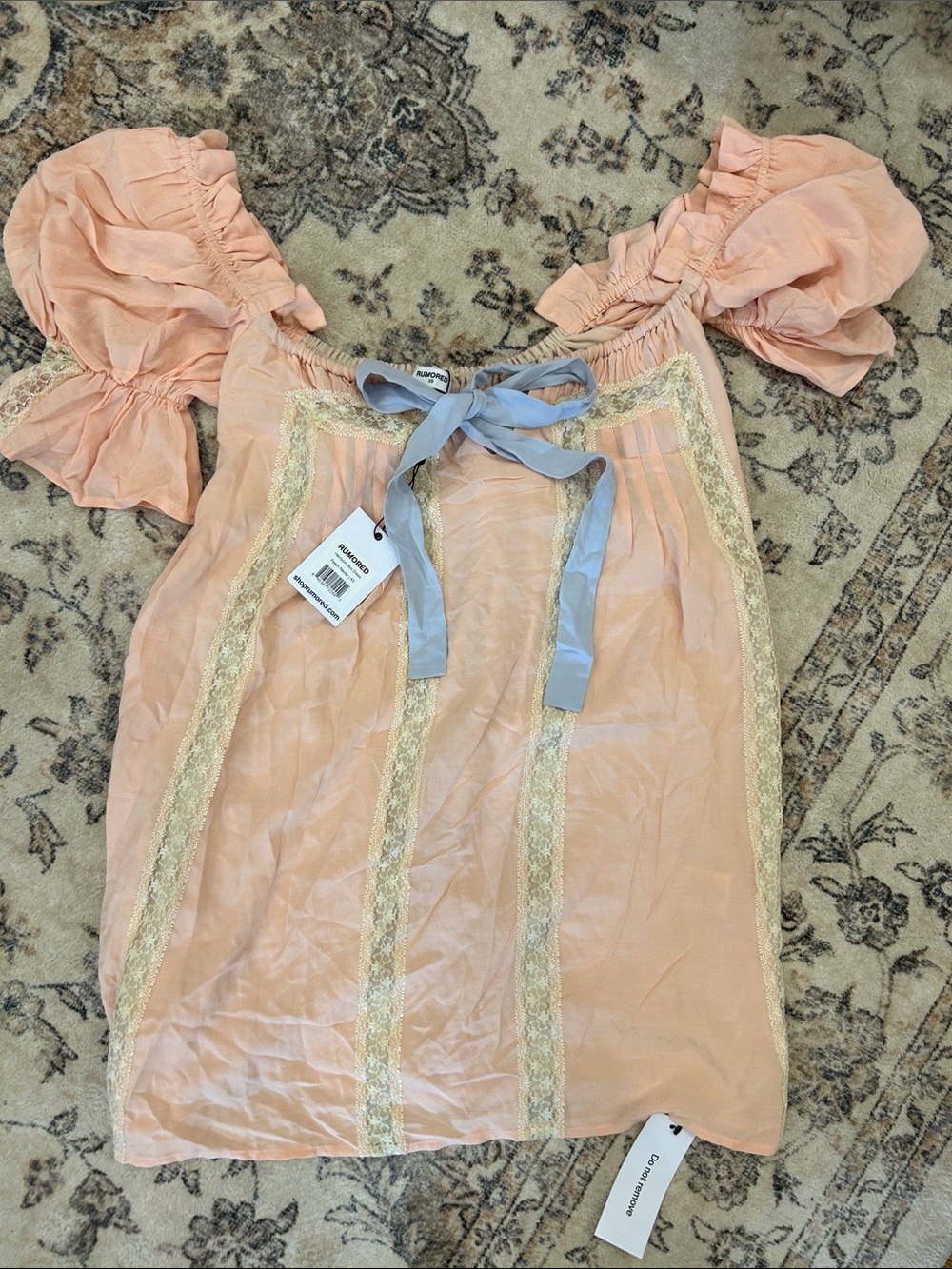NWT! Rumored Heirloom mini dress - peach nectar
